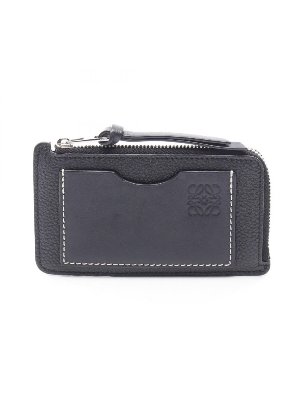Loewe Anagram Coin Card Holder Black White Leather